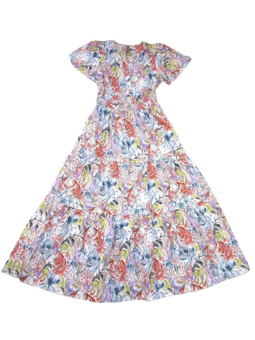NWT Anthropologie Somerset Maxi in Purple Multi Feather Print Cotton Dress XL - Picture 3 of 7